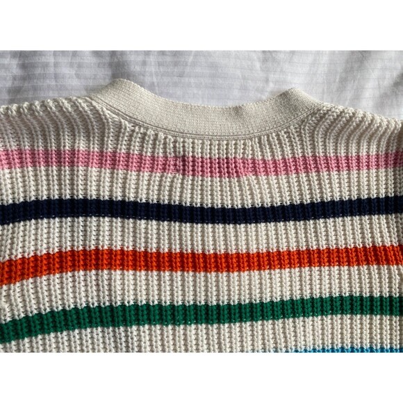 Ann Taylor Loft Rainbow Striped Cardigan Sweater. Staud Style Cotton Blend LARGE - Picture 7 of 9